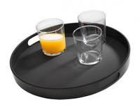 Taca okrągła z melaminy z uchwytami Ø355 mm, czarna | APS, Bistro