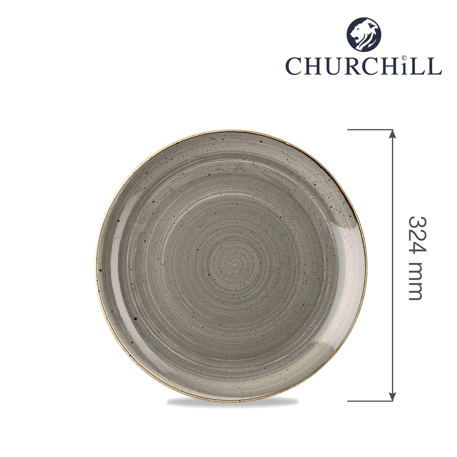Talerz płytki, Ø324 mm | CHURCHILL, Stonecast Peppercorn Grey