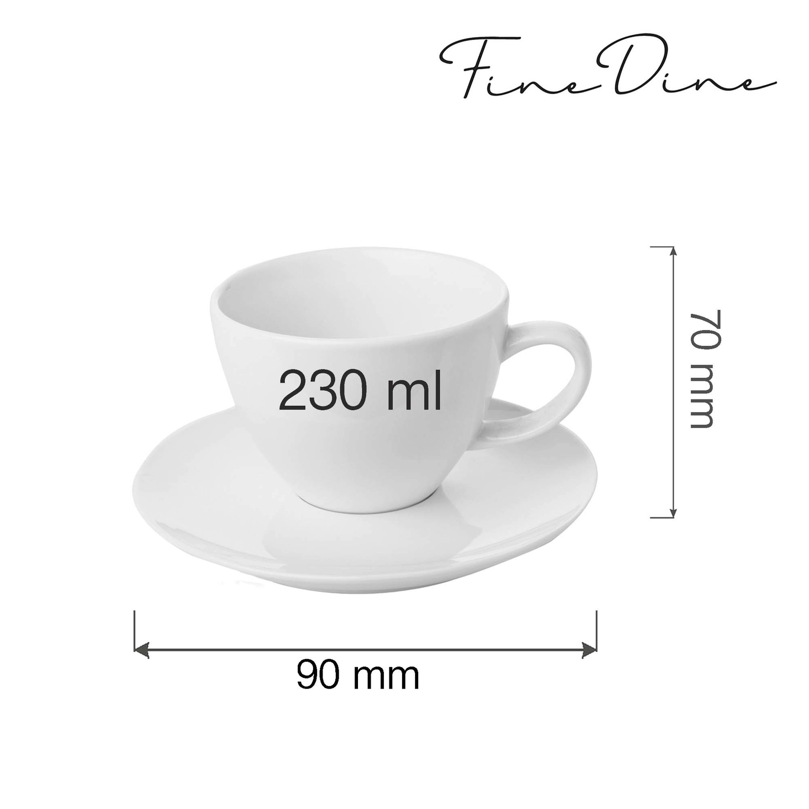 Filiżanka elegancka ze spodkiem, 230 ml | FINE DINE, Bianco