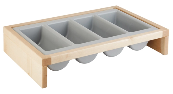 Organizer na sztućce 575x470x120 mm, z drewnianą podstawą, klon | APS, Bridge