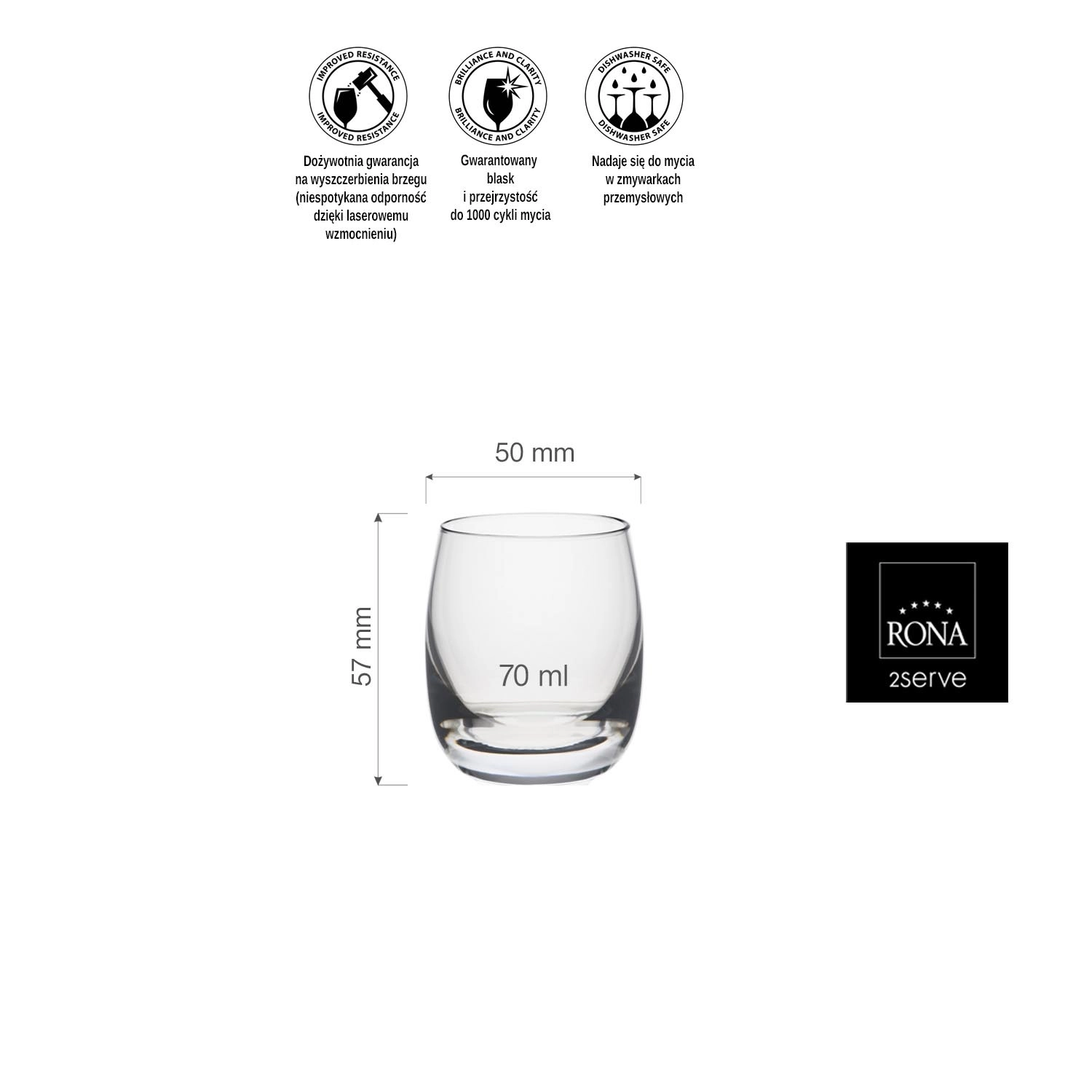 Kieliszek shot, 70 ml | RONA, Lunar