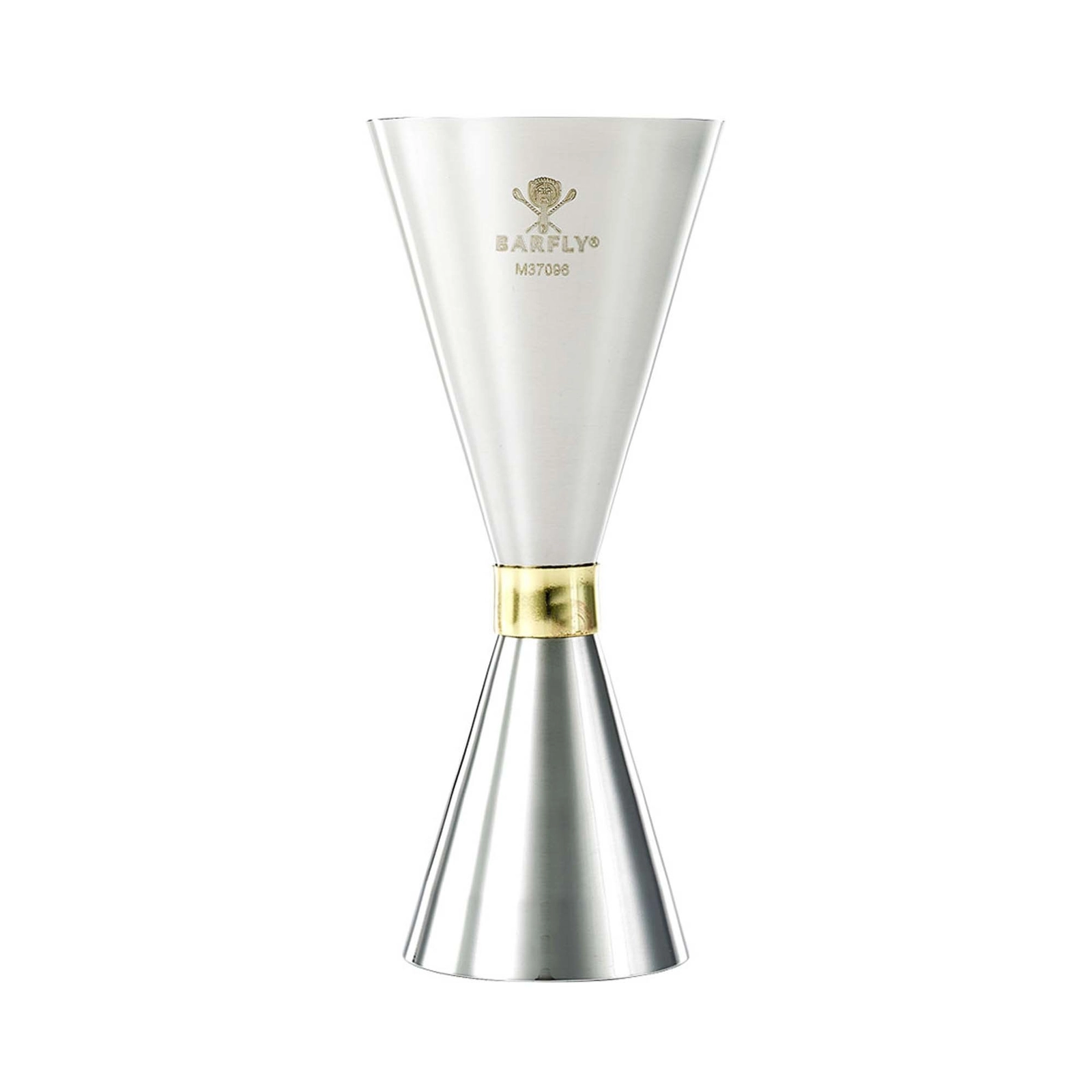 Jigger – miarka barmańska Slim Style, 30/60 ml, ze stali nierdzewnej ze złotą obwódką | BARFLY, M37096