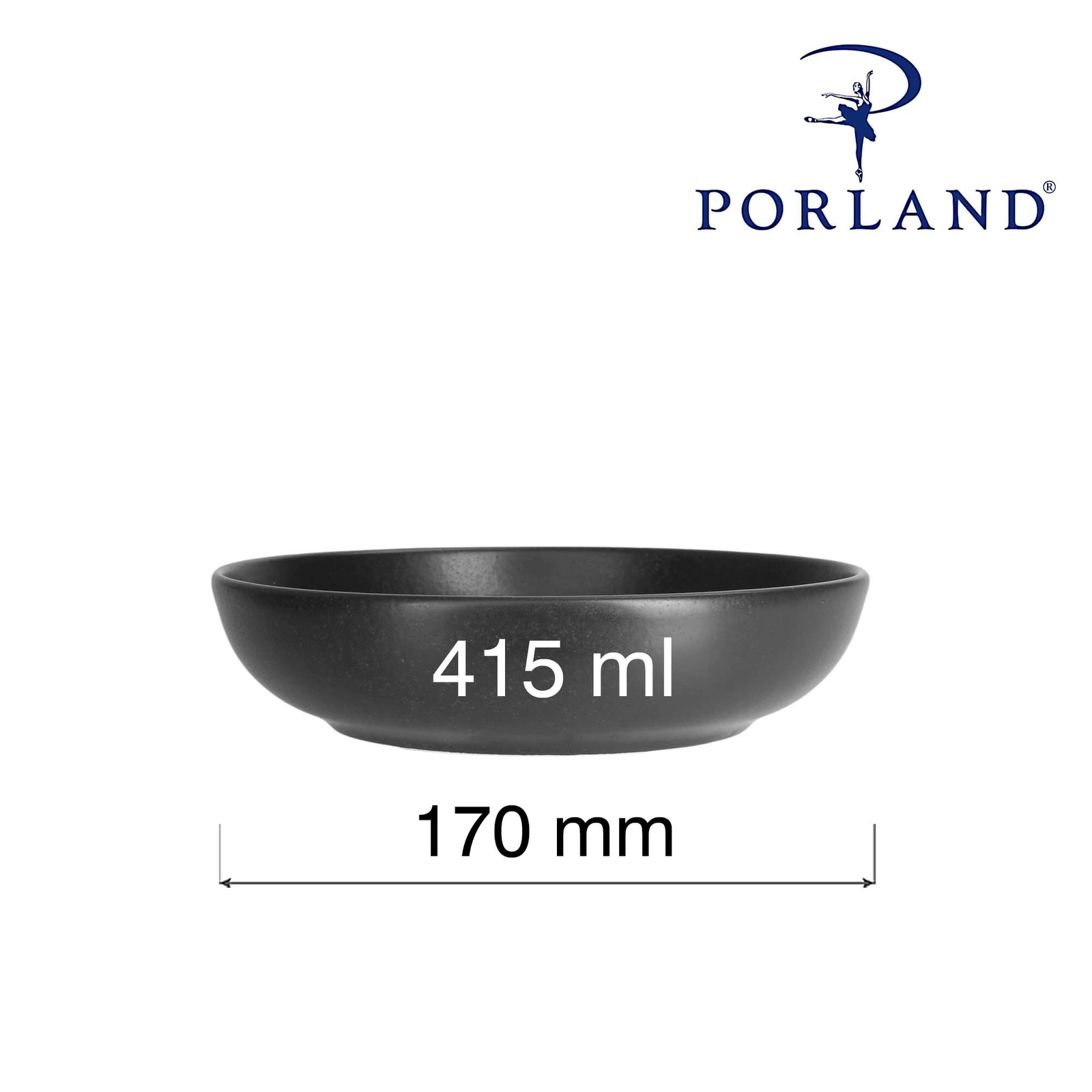 Miska płytka, Ø170 mm, czarna, grafitowa | PORLAND, Seasons Coal