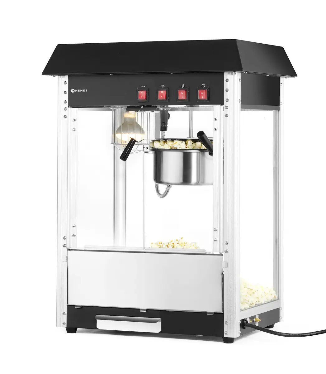 Urządzenie do popcornu, czarne, 230 V, 1,5 kW, 574x420x778 mm | HENDI, 282762