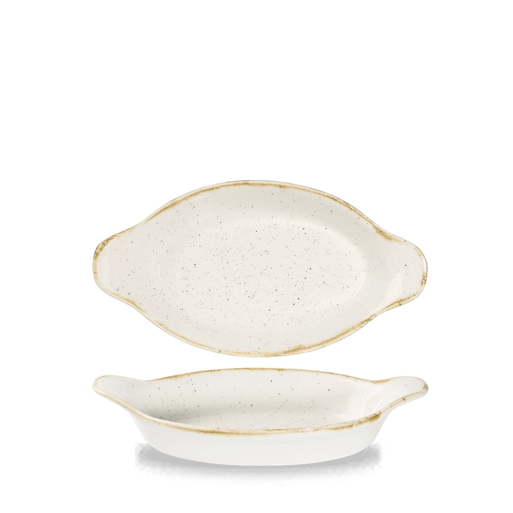 Naczynie owalne z uszami, 230×125 mm, 380 ml | CHURCHILL, Stonecast Barley White