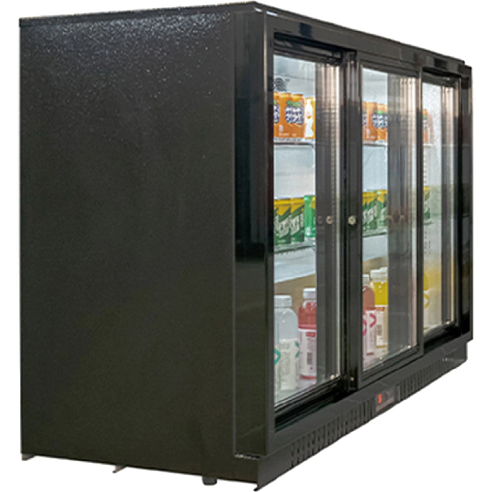 Barowa witryna chłodnicza 3-drzwiowa z drzwiami suwanymi, 308 l, 1350x530x835 mm | STALGAST, 882324