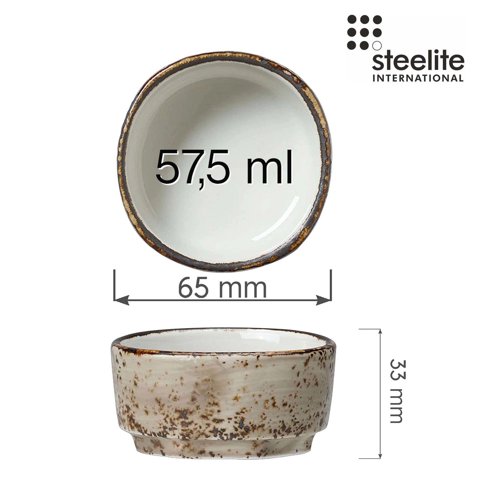 Naczynie na dipy, ⌀65 mm, szare | STEELITE, Craft Porcini