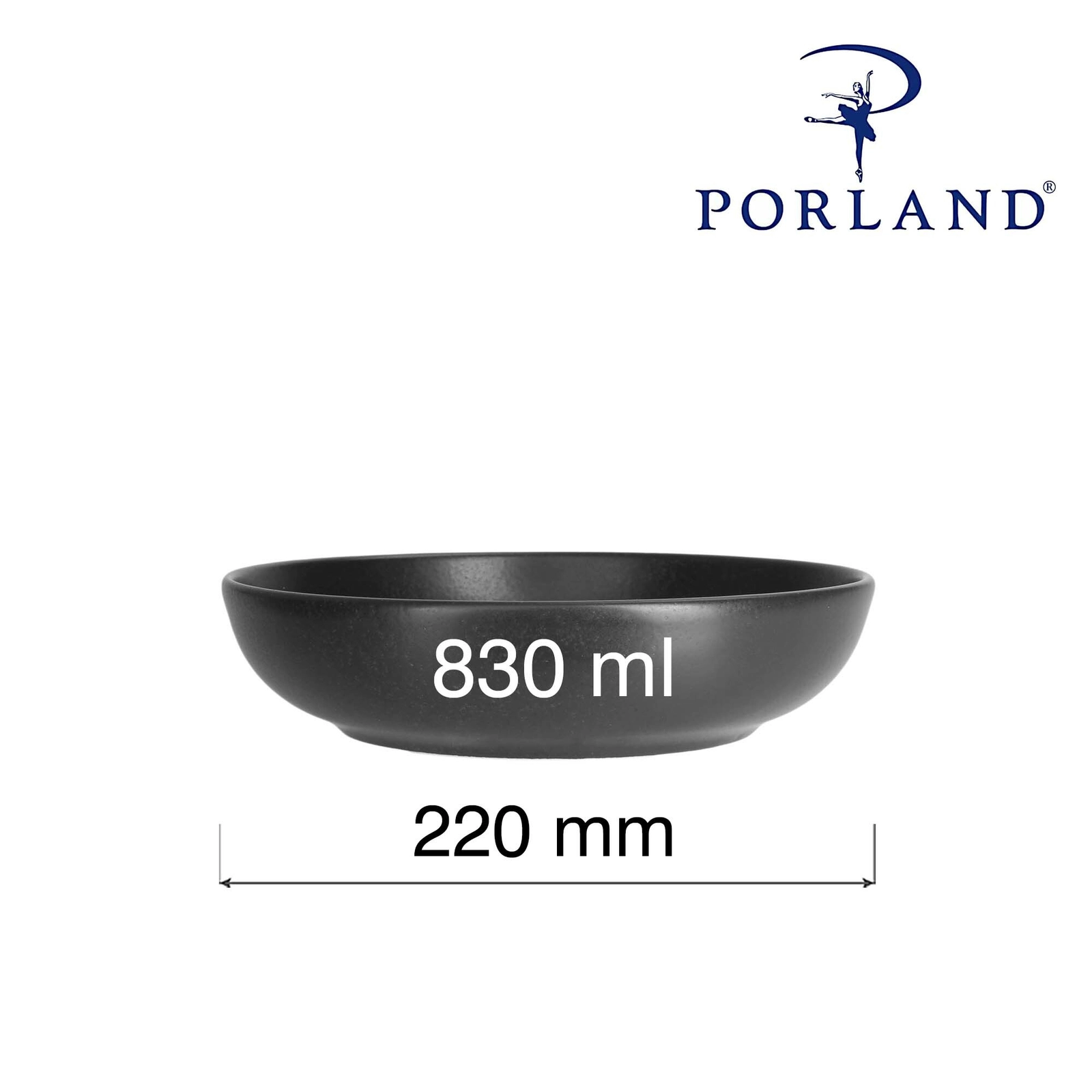 Miska płytka, Ø220 mm, czarna, grafitowa | PORLAND, Seasons Coal