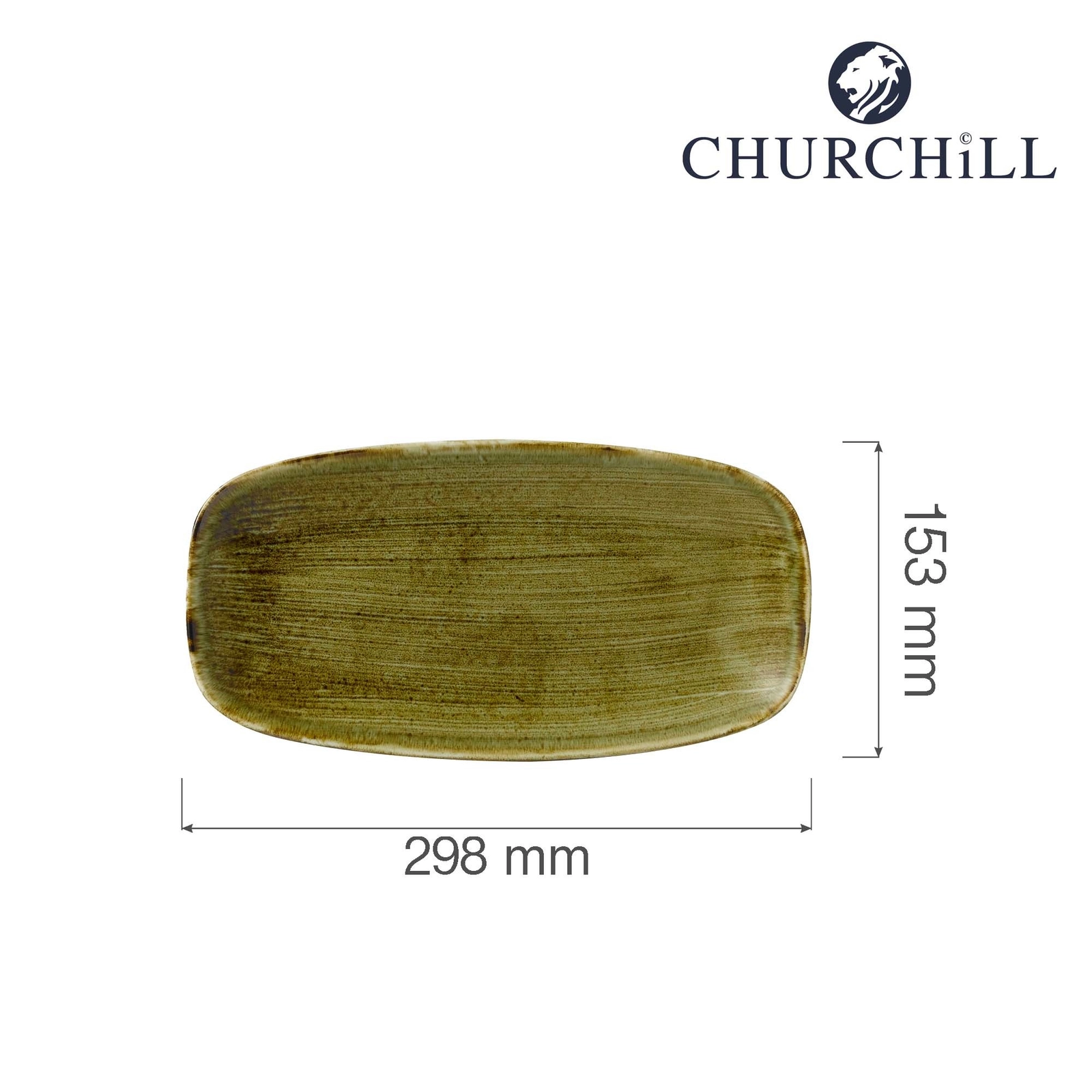 Talerz prostokątny, 298x153 mm | CHURCHILL, Stonecast Plume Green