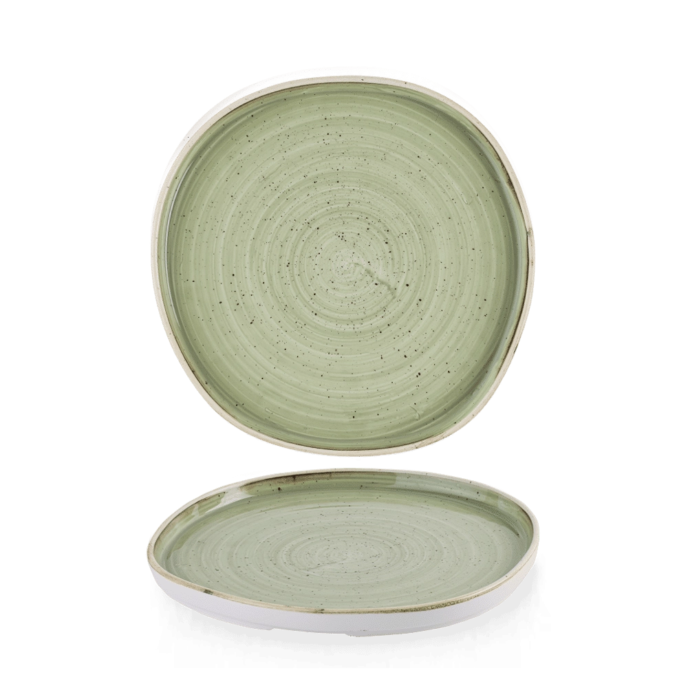 Talerz z wysokim rantem o organicznym kształcie, Ø210 mm | CHURCHILL, Stonecast Sage Green