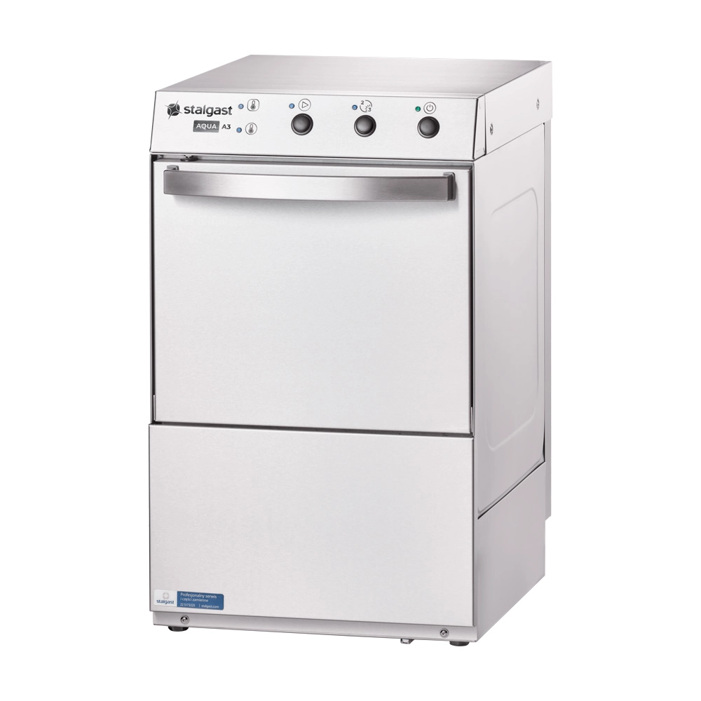 Zmywarko wyparzarka do szkła z dozownikiem płynu myjącego, kosz 350×350 mm, 2.77 kW, 230 V, 415×530×680 mm | STALGAST, 801350