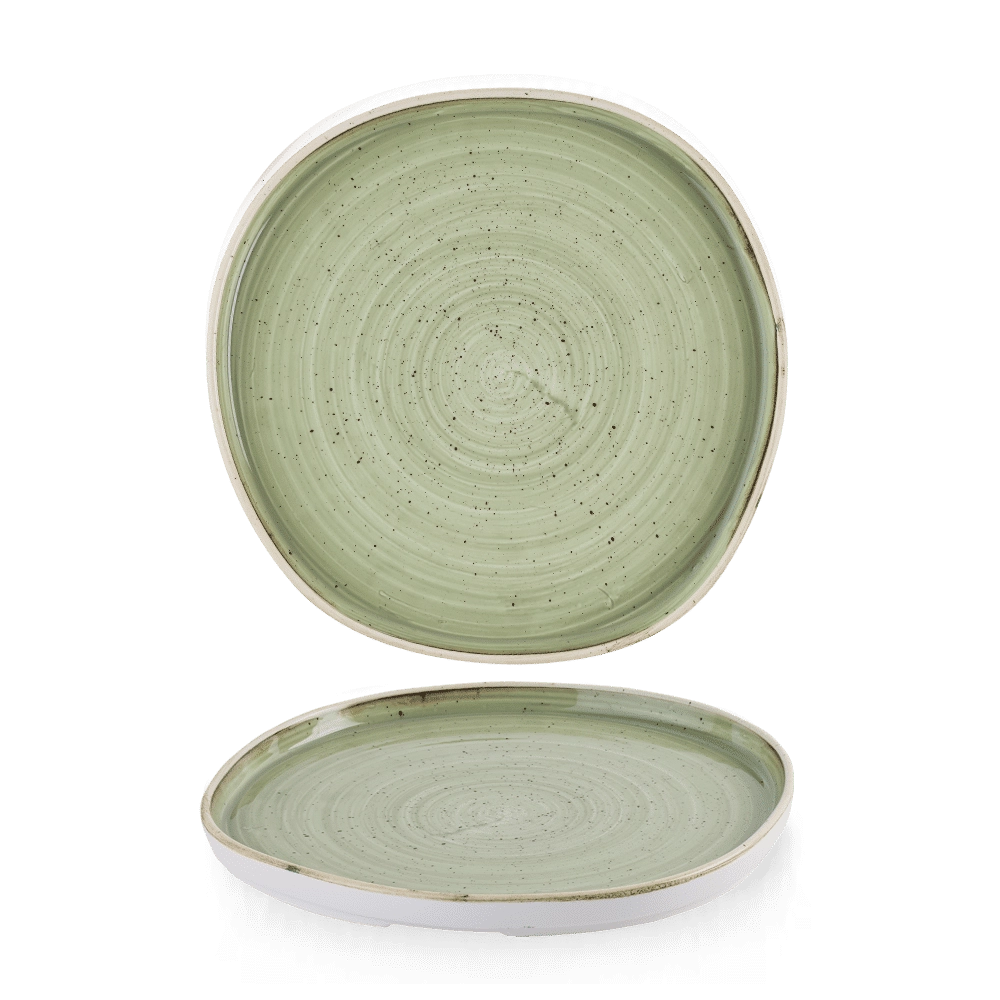 Talerz z wysokim rantem o organicznym kształcie, Ø260 mm | CHURCHILL, Stonecast Sage Green