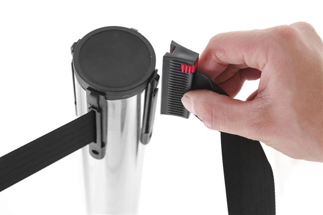 Słupek odgradzający z taśmą, chromowany, bez podstawy, ø64x935 mm | HENDI, 810422