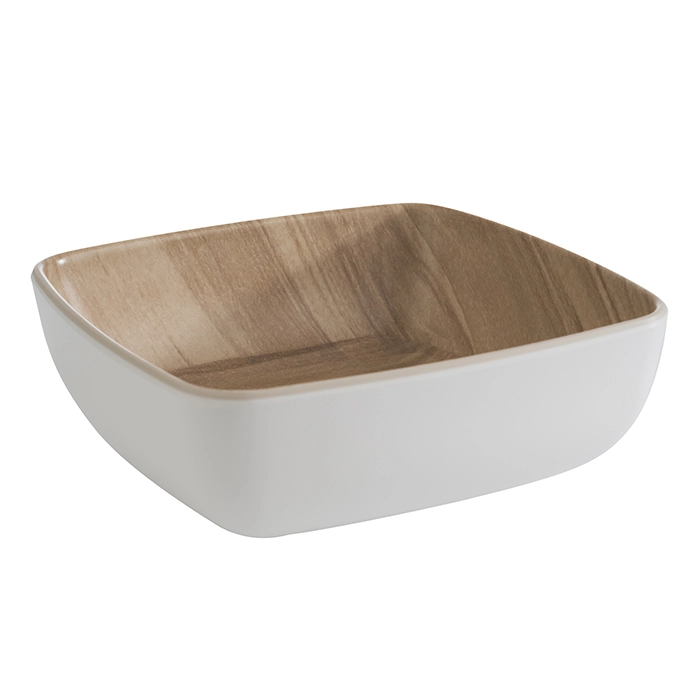 Miska z melaminy 0,37 l, 125x125x45 mm, biało-brązowa | APS, 84936