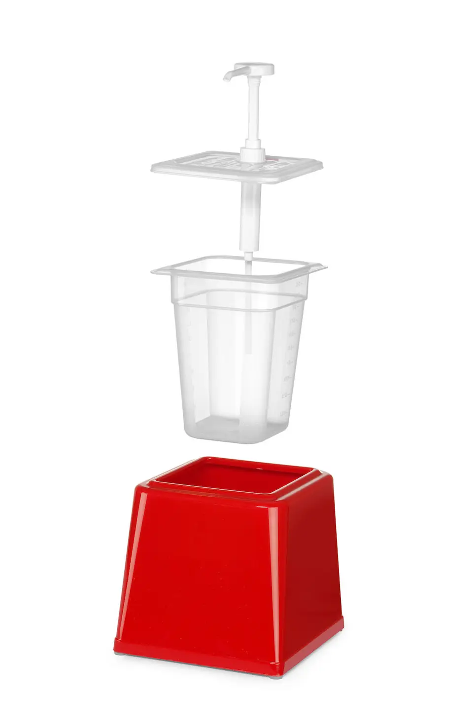 Pojemnik do sosów z pompką, 2,5 l, czerwony, 230x210x327 mm | HENDI, 203521