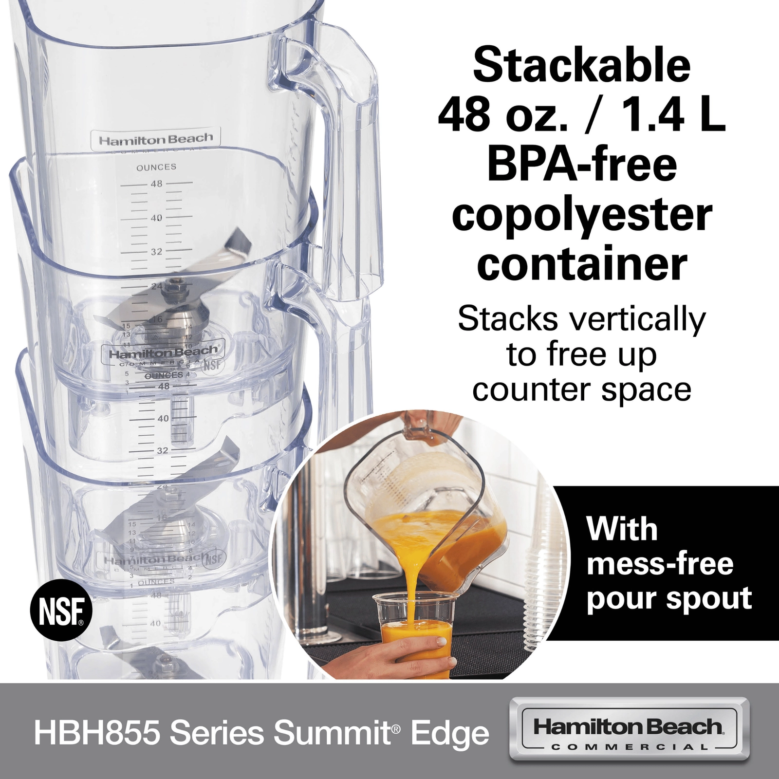 Blender profesjonalny Summit Edge, 1,4 l, 2000 W, 226×312×473 mm | HAMILTON BEACH COMMERCIAL, HBH855-CE