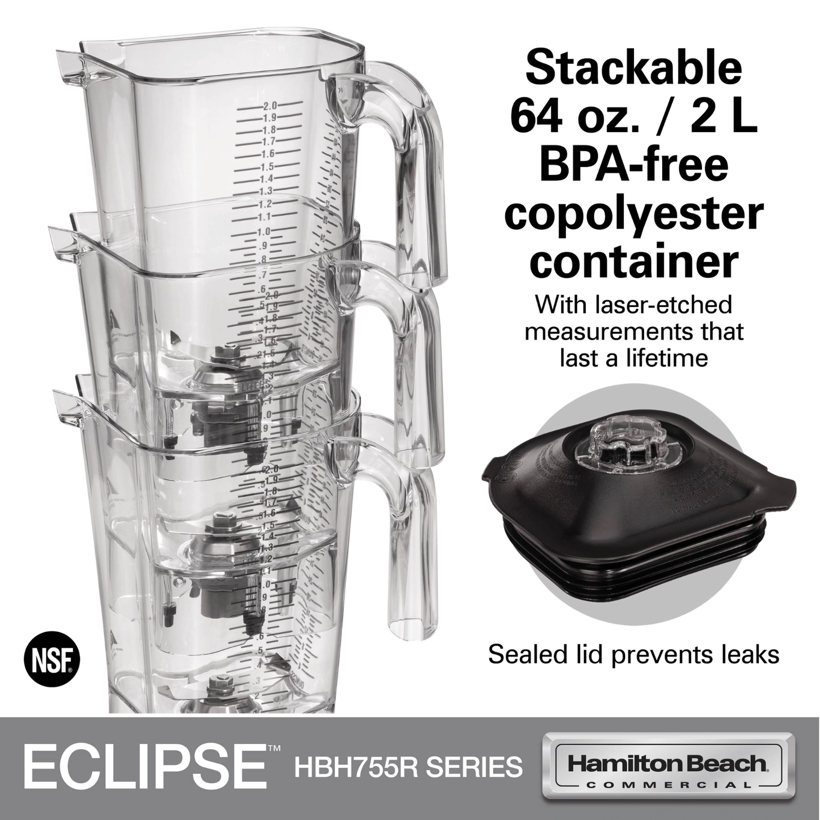 Blender barmański Eclipse®, 2 l, 1000 W | HAMILTON BEACH COMMERCIAL, HBH755R-CE
