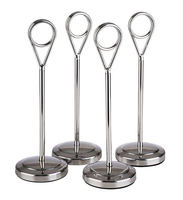 Zestaw 4 szt. stojaków na karty ze stali nierdzewnej 205x50 mm, inox | APS, 71516