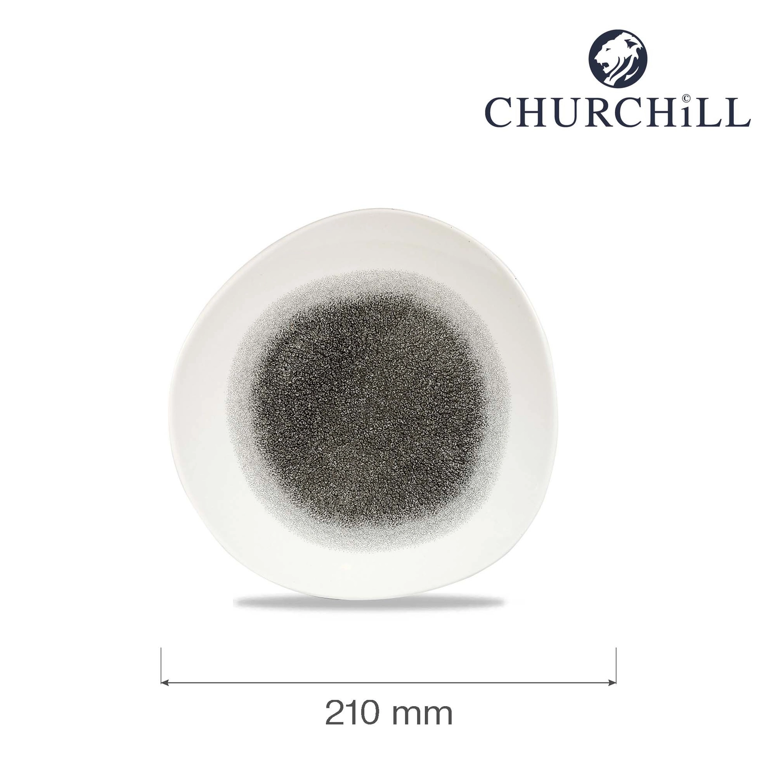 Talerz płytki o organicznym kształcie, Ø210 mm | CHURCHILL, Raku Quartz Black