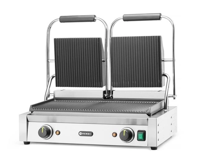 Grill kontaktowy podwójny, ryflowany, 3,6 kW, 230 V, 570×395×510 mm | HENDI, 263709