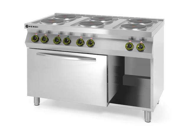 Kuchnia elektryczna 6-płytowa z piekarnikiem konwekcyjnym GN 1/1, 18,6 kW, 400 V, 1200×700×900 mm | HENDI, Kitchen Line