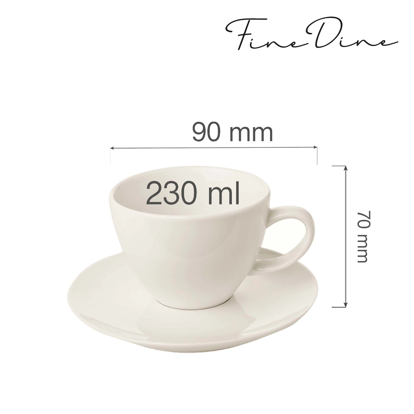 Filiżanka ze spodkiem do kawy i herbaty, 230 ml | FINE DINE, Crema