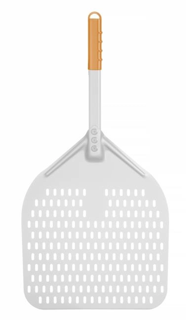 Łopata do pizzy perforowana, kwadratowa, z krótką rączką, aluminiowa, 710×350 mm | HENDI, 618066