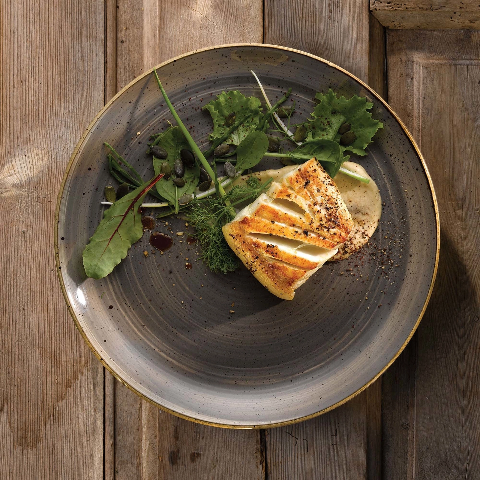 Talerz trójkątny, 311 mm | CHURCHILL, Stonecast Peppercorn Grey