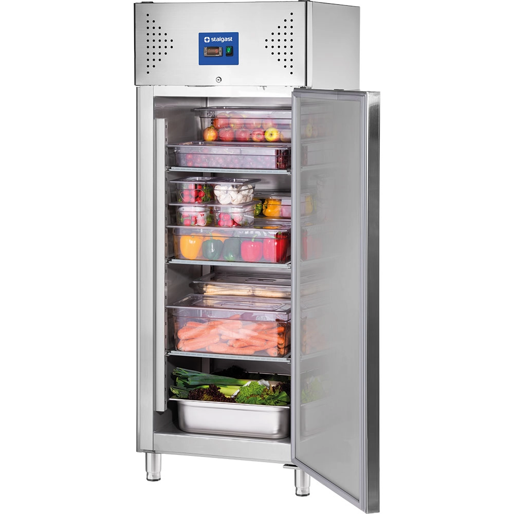 Szafa chłodnicza 2-drzwiowa na nóżkach ze stali nierdzewnej, GN 2/1, 650 l, 624×685×1396 mm | STALGAST, 830622