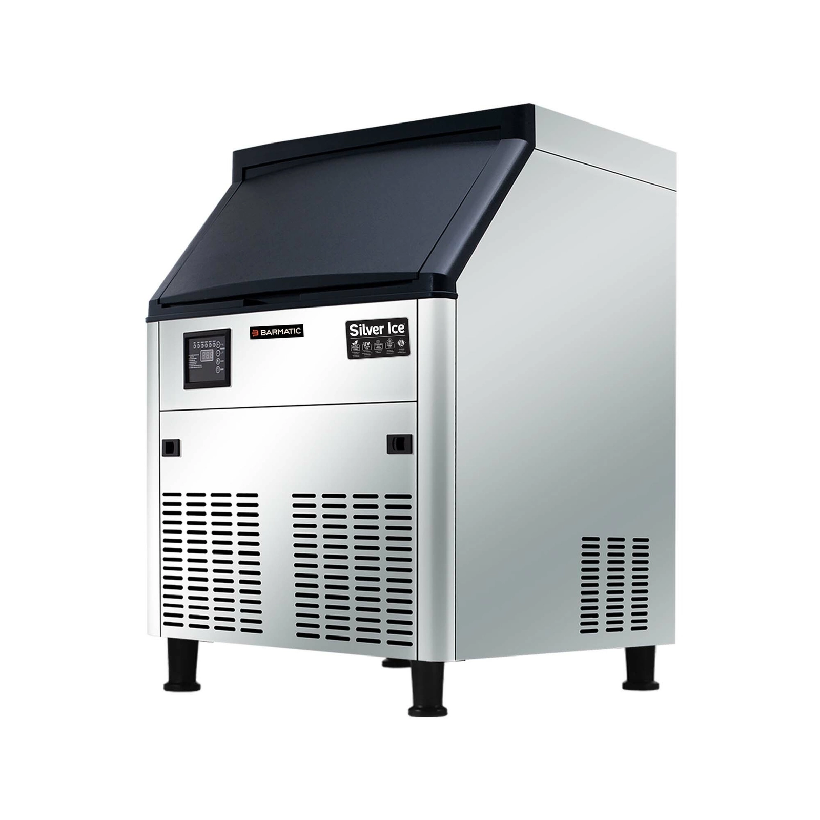 Kostkarka, 95 kg/24 h, pojemność 36 kg, srebrna | BARMATIC, Silver Ice
