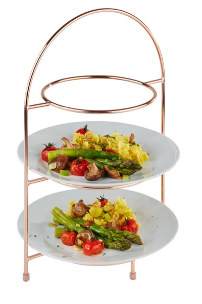 Stand na trzy talerze 290x195x430 mm ze stali chromowanej, miedziany | APS, 33212