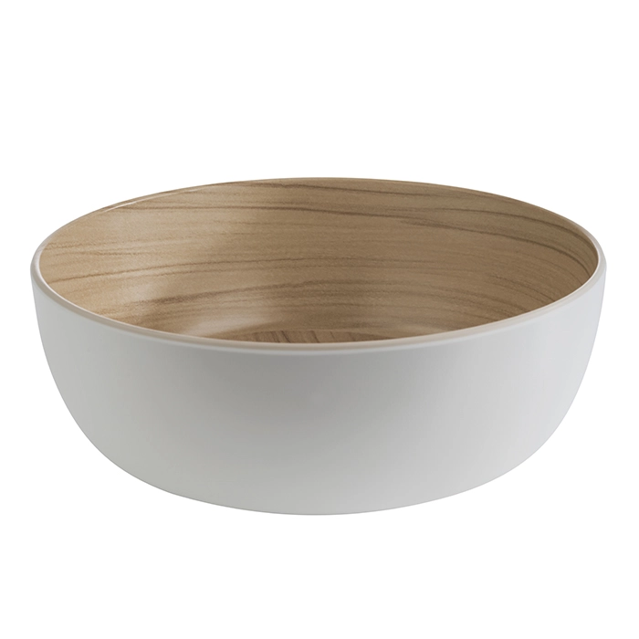 Miska z melaminy 1,8 l, 215x75 mm, biało-brązowa | APS, 84932
