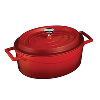 Garnek żeliwny owalny 250×310 mm, 7060 ml, czerwony | LAVA, 832226