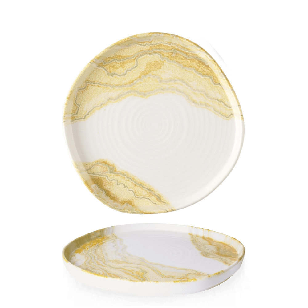 Talerz z wysokim rantem o organicznym kształcie, Ø250 mm | CHURCHILL, Tide Gold