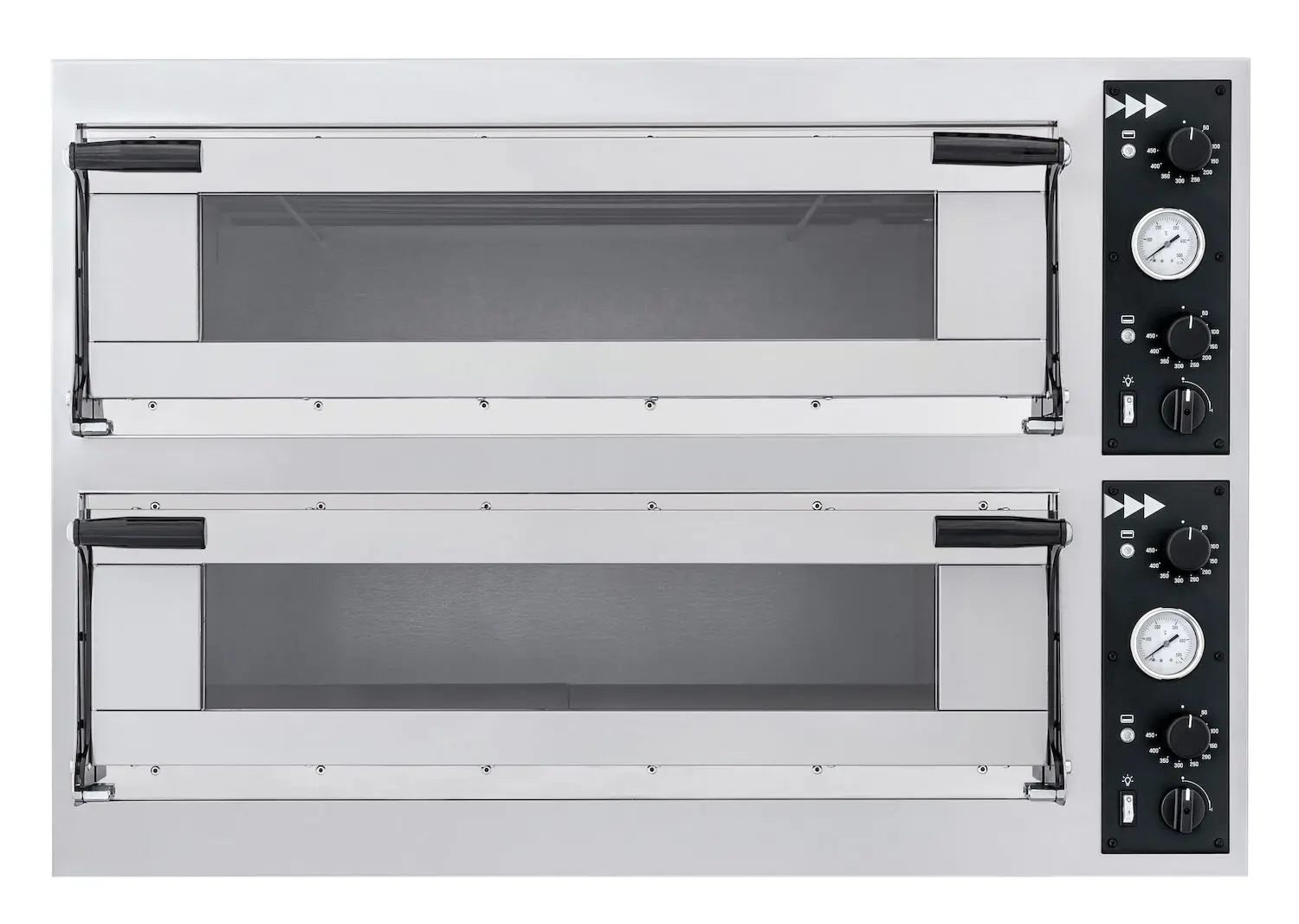 Piec do pizzy 2-komorowy, 400 V, 13,8 kW, 1100x964x745 mm | PRISMAFOOD, Trays 44 Glass