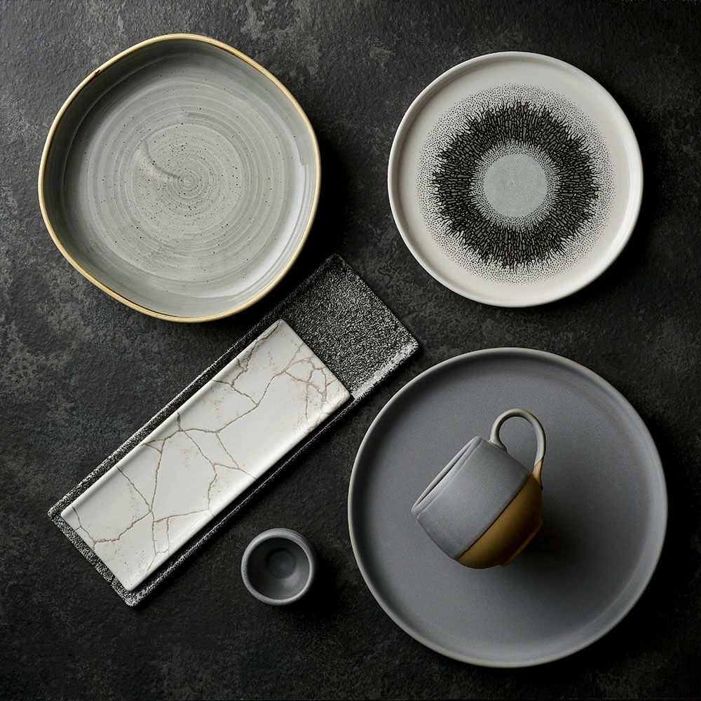 Talerz organiczny z wysokim rantem Ø200 mm, szary | CHURCHILL, Stonecast Peppercorn Grey