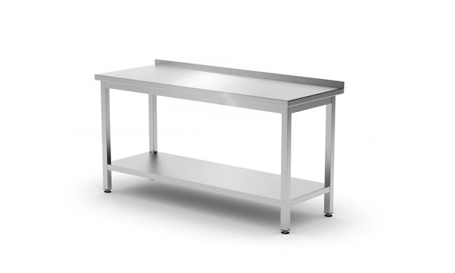 Stół przyścienny z półką – skręcany, 1200x600x850 mm | HENDI, Budget Line