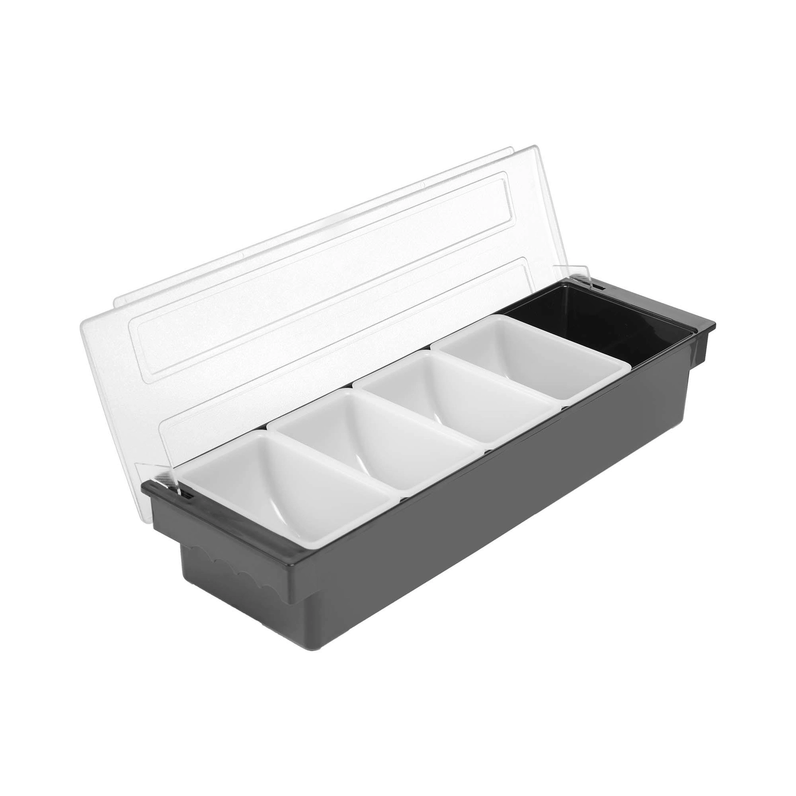 Pojemnik barmański na dodatki do drinków, 5 wkładów, czarny, 480×150×100 mm | BAR UP, 552131