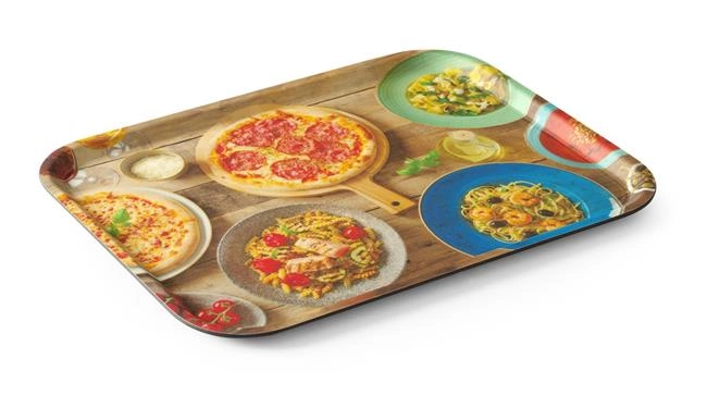 Taca do serwowania 330x430 mm z nadrukiem "Tasty Pizza & Pasta", antypoślizgowa | HENDI, 508015