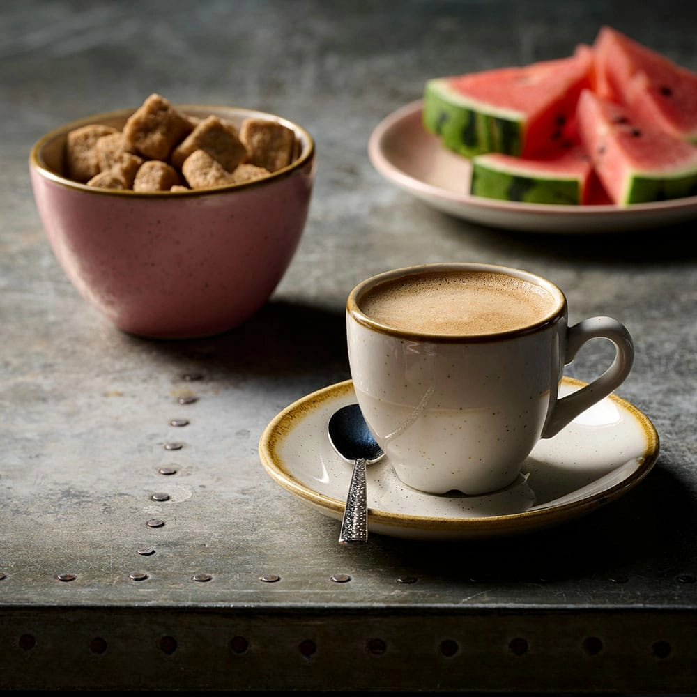 Spodek espresso, Ø118 mm | CHURCHILL, Stonecast Barley White